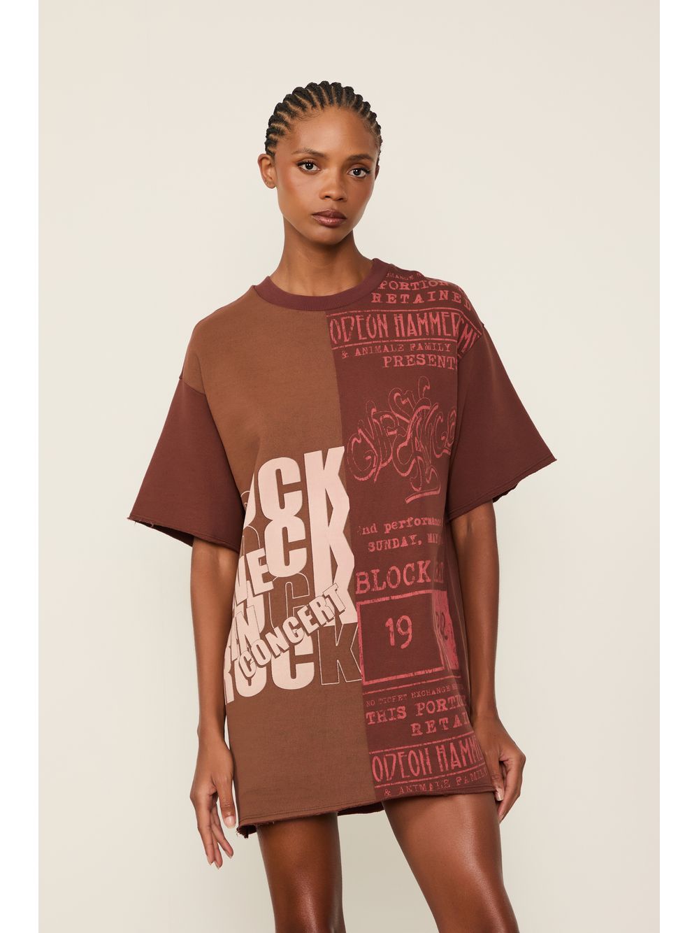 Animale — Vestido De Moletom Fun Curto Rock Marrom