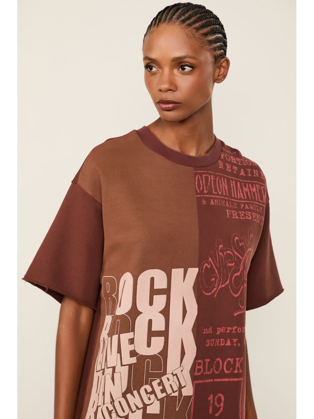 Animale — Vestido De Moletom Fun Curto Rock Marrom
