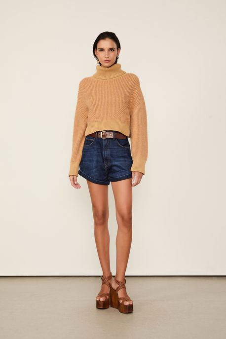 Short Jeans Curto Básico Jeans Medio - 38