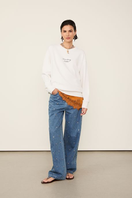 Calca Jeans Metal Stud Jeans Medio - 40