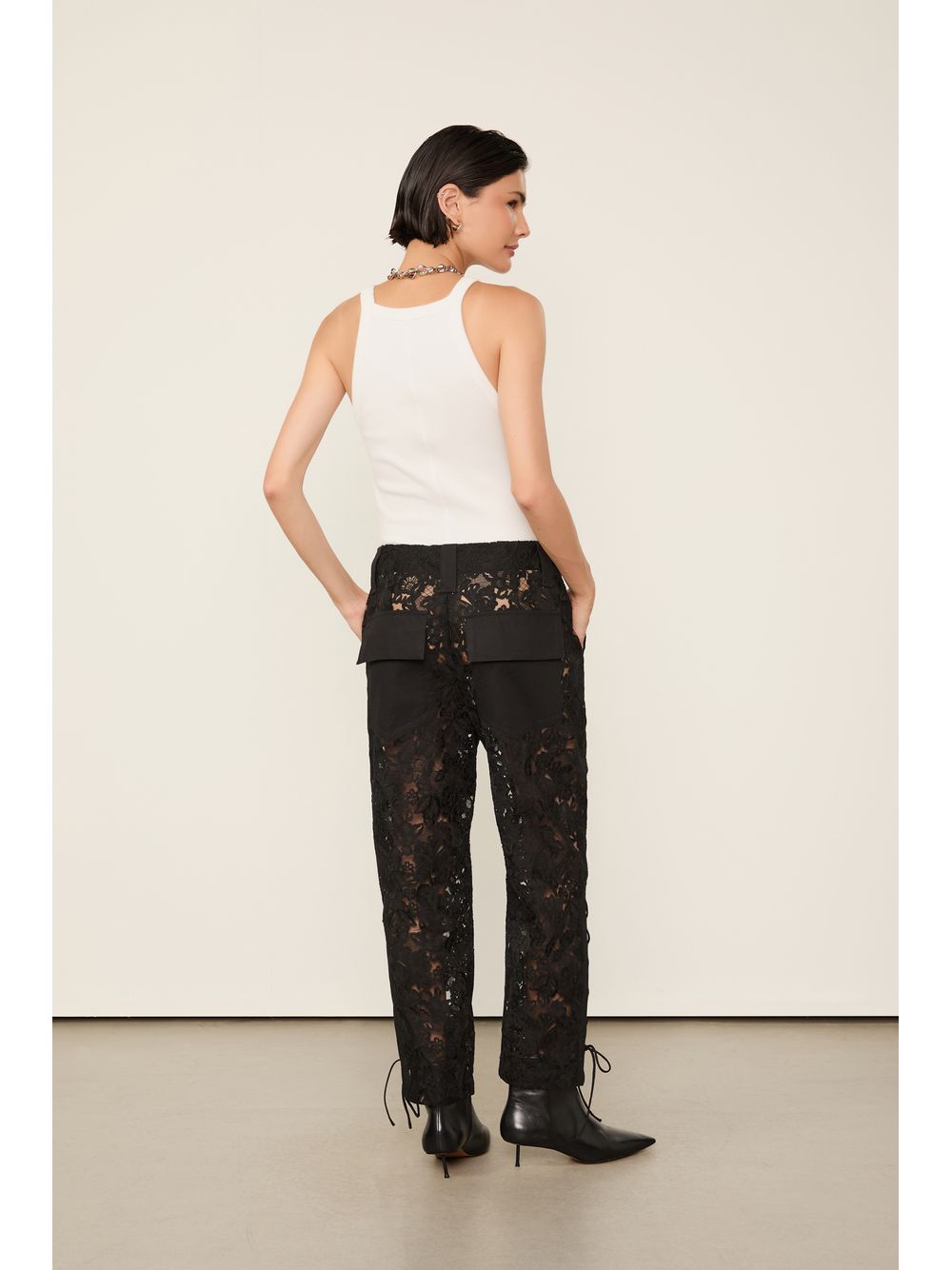 Animale — Calça De Renda Detalhe Atado Na Lateral Preta