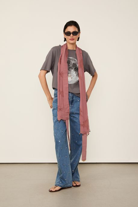 T-Shirt De Malha Fun Com Silk Estonado Cinza Mescla - G