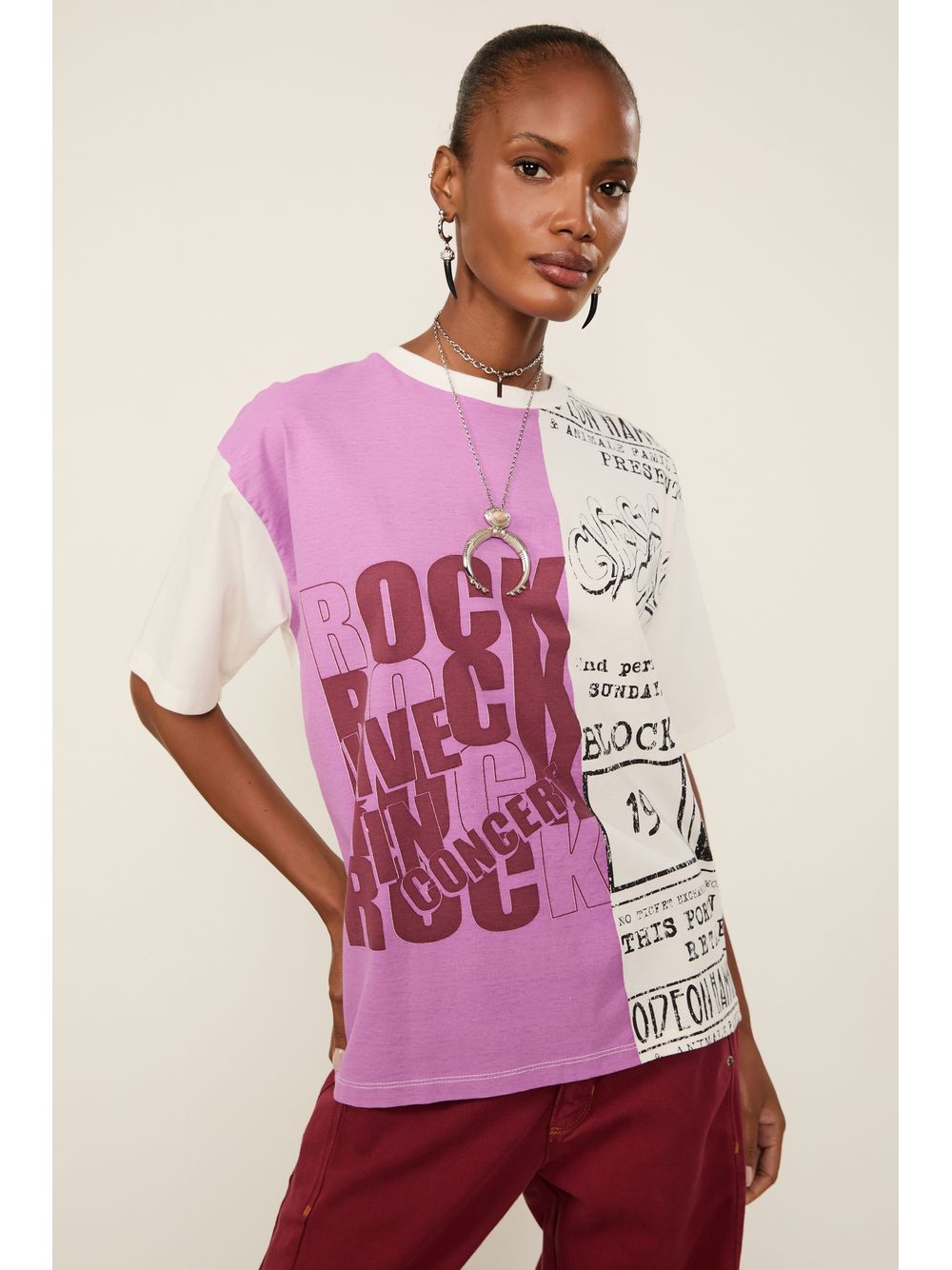 Animale — T-Shirt De Malha Fun Off Com  Roxo