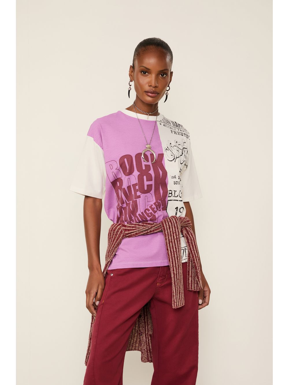 Animale — T-Shirt De Malha Fun Off Com  Roxo