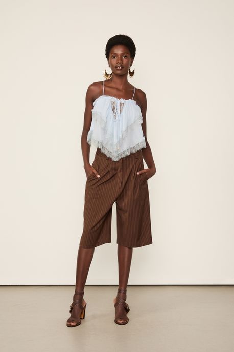 Bermuda Risca De Giz Marrom Marrom - 34