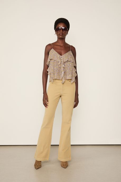 Calça Flare De Veludo Bolso Bege Pret Bege Pret - 38