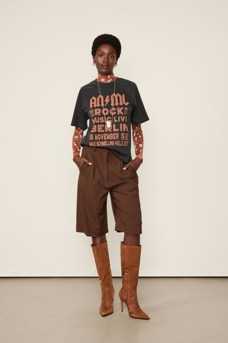 T-Shirt De Malha Fun Anml Rock Preto - PP