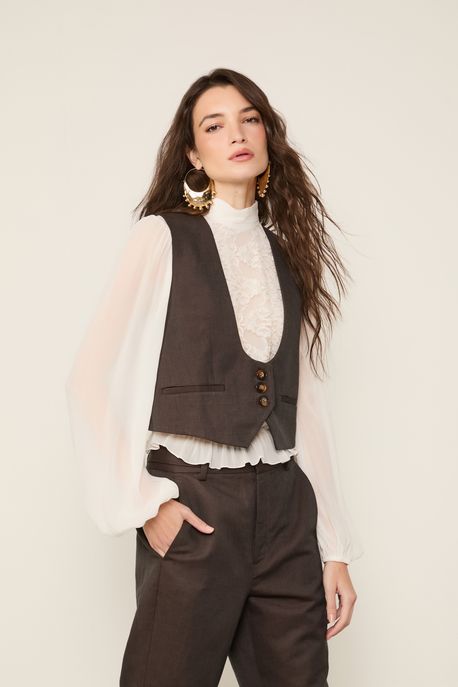 Colete Marrom Dries Marrom Dries - 42