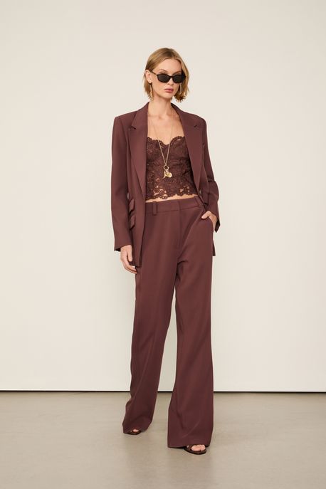 Calça De Alfaiataria Bootcut Marrom Marrom Dries - 42