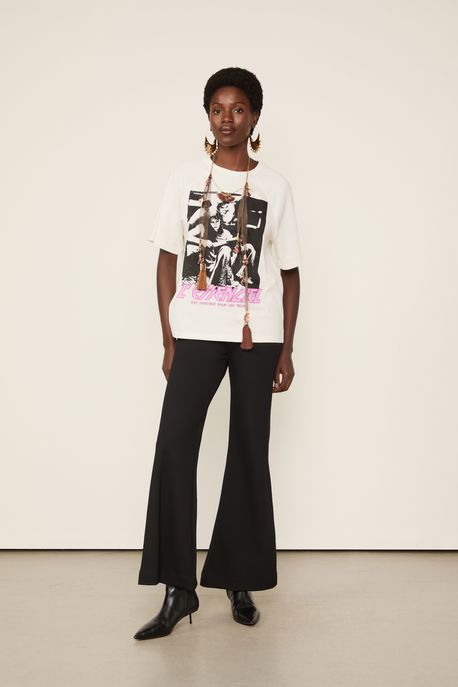 Calça Malha Estruturada Flare Preto - PP
