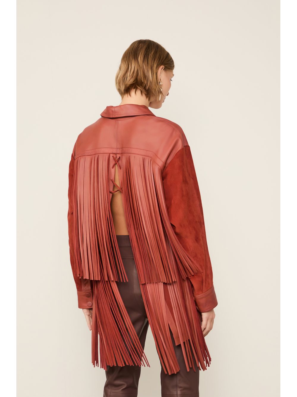 Animale — Camisa De Chamois Com Detalhe De Franjas
