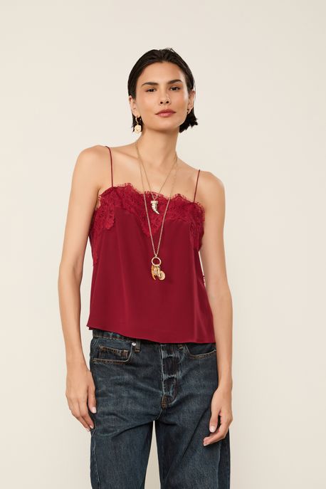 Top De Alcinha Seda Vermelho Wing Decote Reto Vermelho Wing - 38