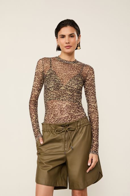 Blusa De Tule Onça Est Onca Tina Color - G