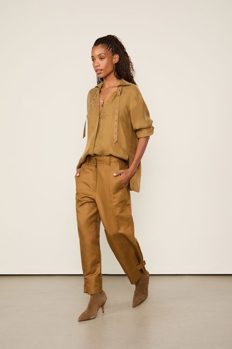 Calça Com Aletas Verde Antique Verde Antique - 44