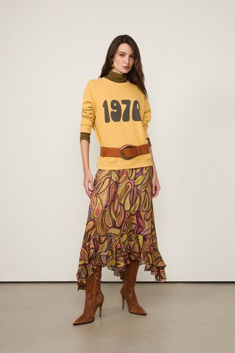Casaco De Moletom Fun 1970 Amarelo Bege - PP