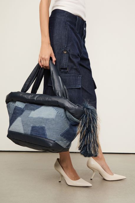 Maxi Bolsa Patchwork Indigo Jeans Escuro - U