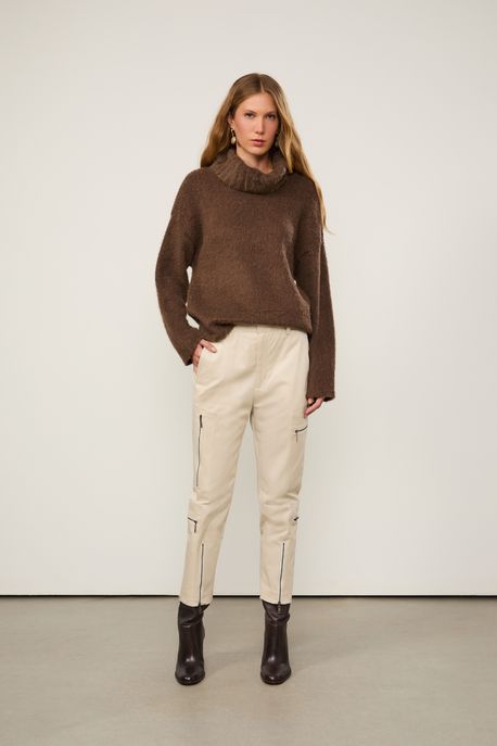 Calça Bolsos Bege Bege - 44