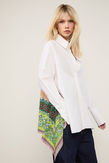 Camisa De Tricoline Com Costas De Lenco Branco - M