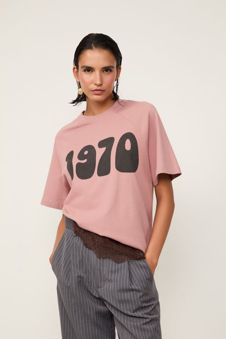 T-Shirt Fun 1970 Marrom Rose Marrom Rose - P