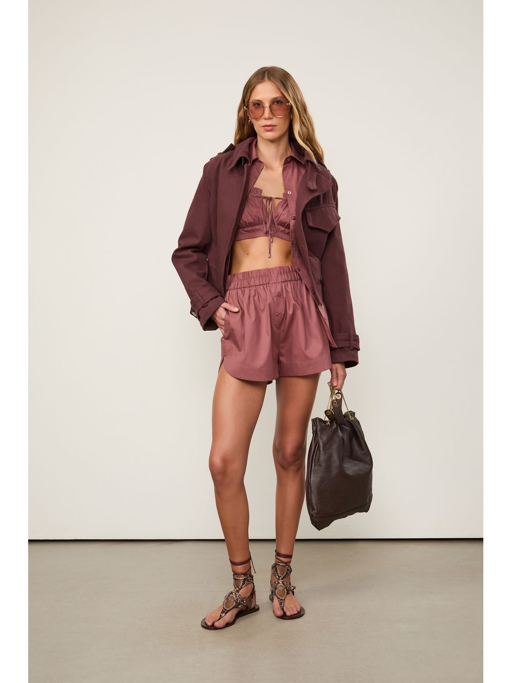 Animale — Top De Algodão Casual Marrom Rose