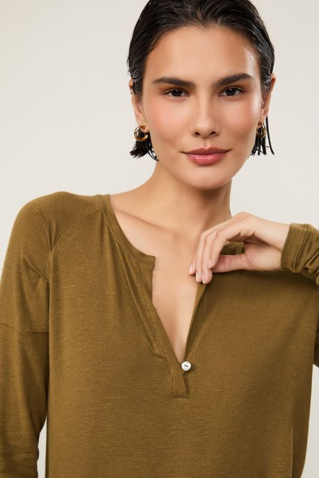Blusa Manga Longa Raglan Verde Marche - PP