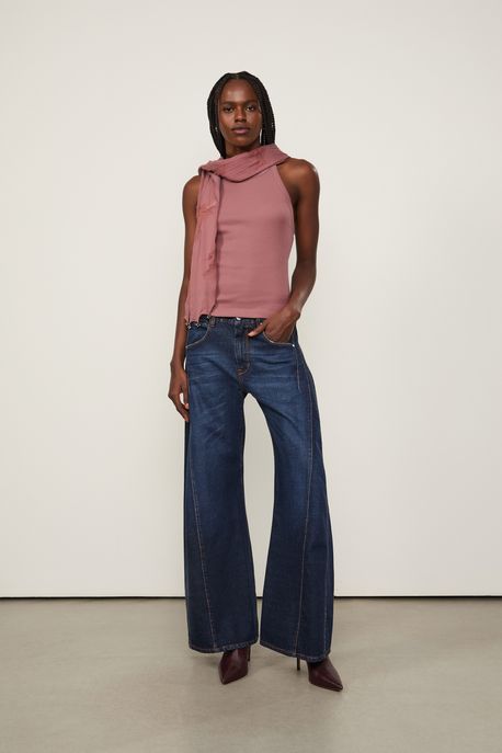 Regata De Rib Basic Marrom Rose - PP