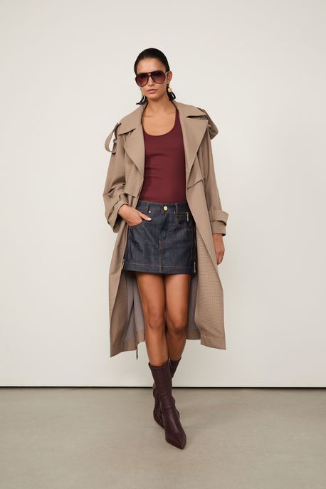 Regata Rib Com Decote Nadador Marrom Boho - M