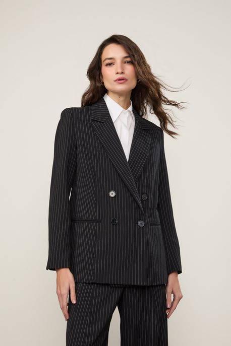Blazer Listras Preto Preto - 40