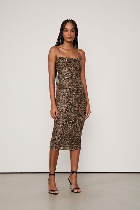 Vestido Midi Franzido De Tule Est Est Onca Sonhos Taffy p - P