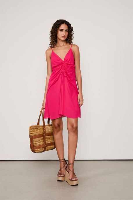 Vestido Curto Franzido Frente Rosa Potion - 40