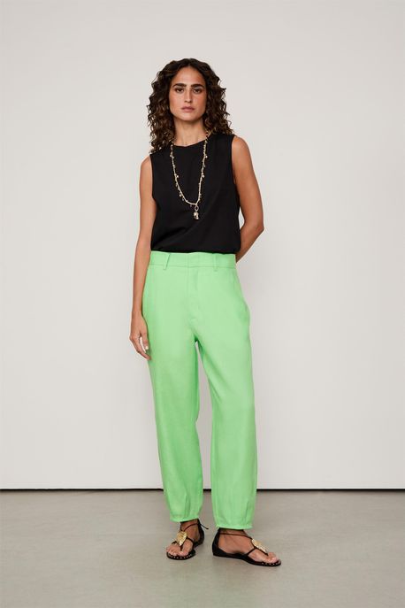 Calça De Linho Verde Summer - 38