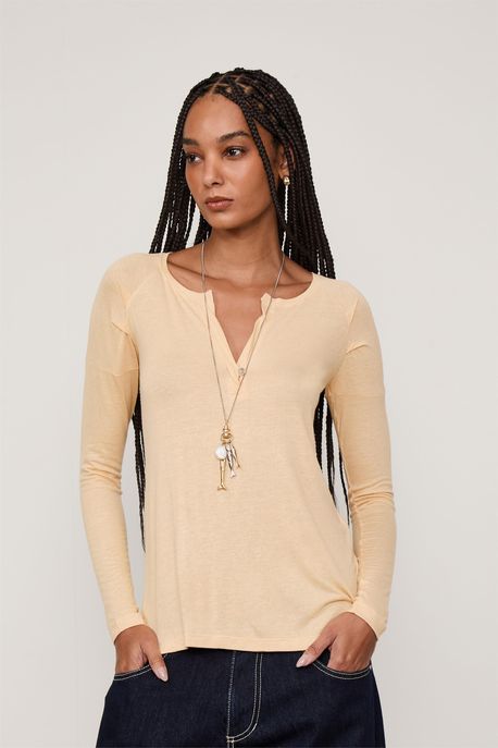 Raglan Desconstruida Color Bege Palha - P