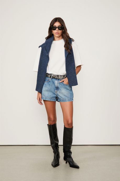 Short Jeans Médio Mix Patchwork Jeans Medio - 42