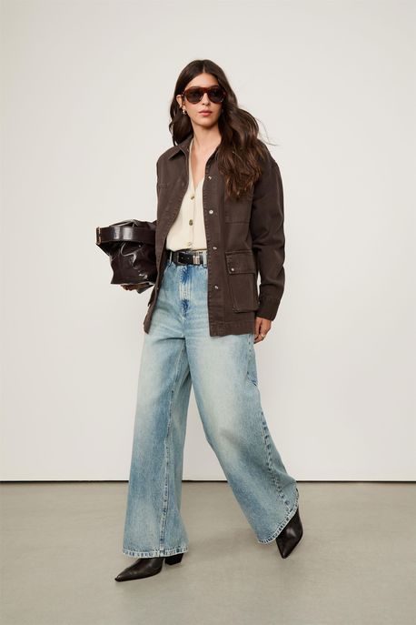 Calca Jeans Maxi Dirty Jeans Claro - 34
