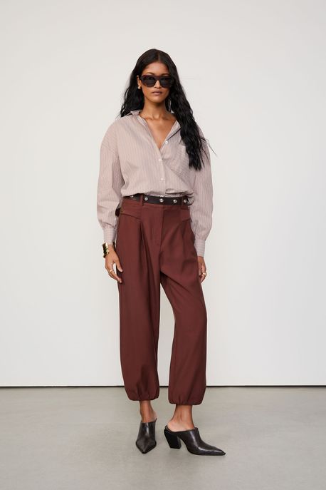 Calça Twill Balonê Marrom Marrom - G