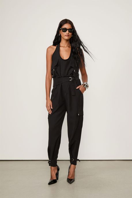 Calça Cargo Fivelas Preto - P