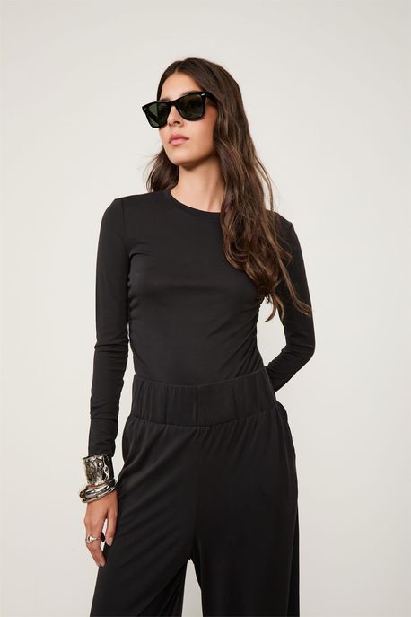 Blusa Malha Ml Preto - G