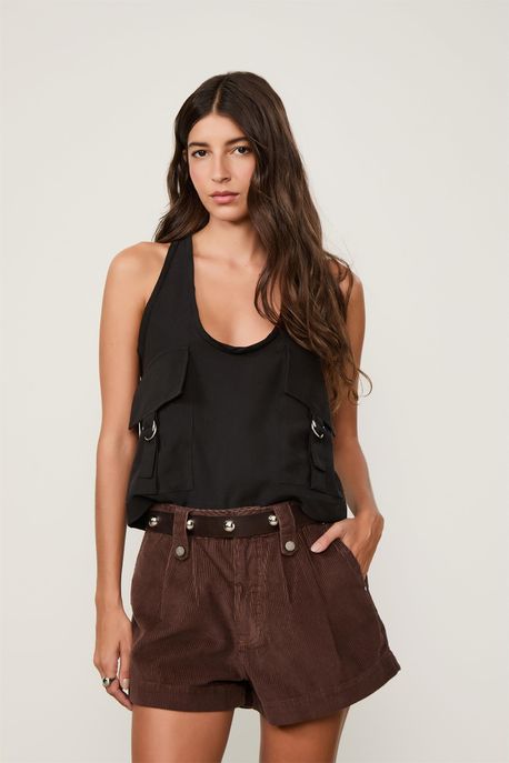 Regata Bolsos Preto - P