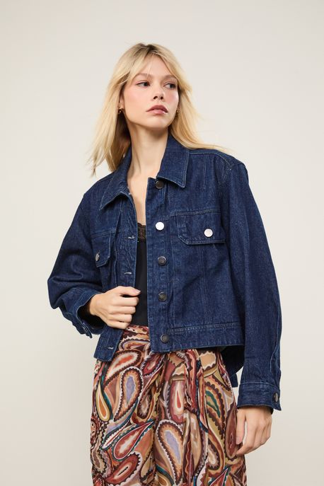 Jaqueta Jeans Mullet Jeans Escuro - PP