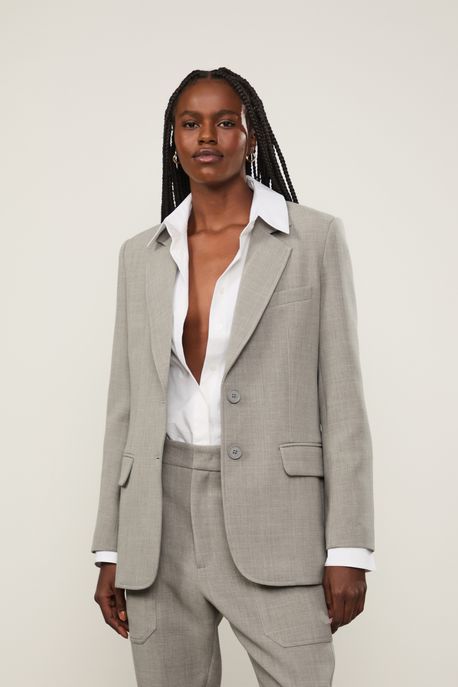 Blazer Cinza Mescla Cinza Mescla - 44