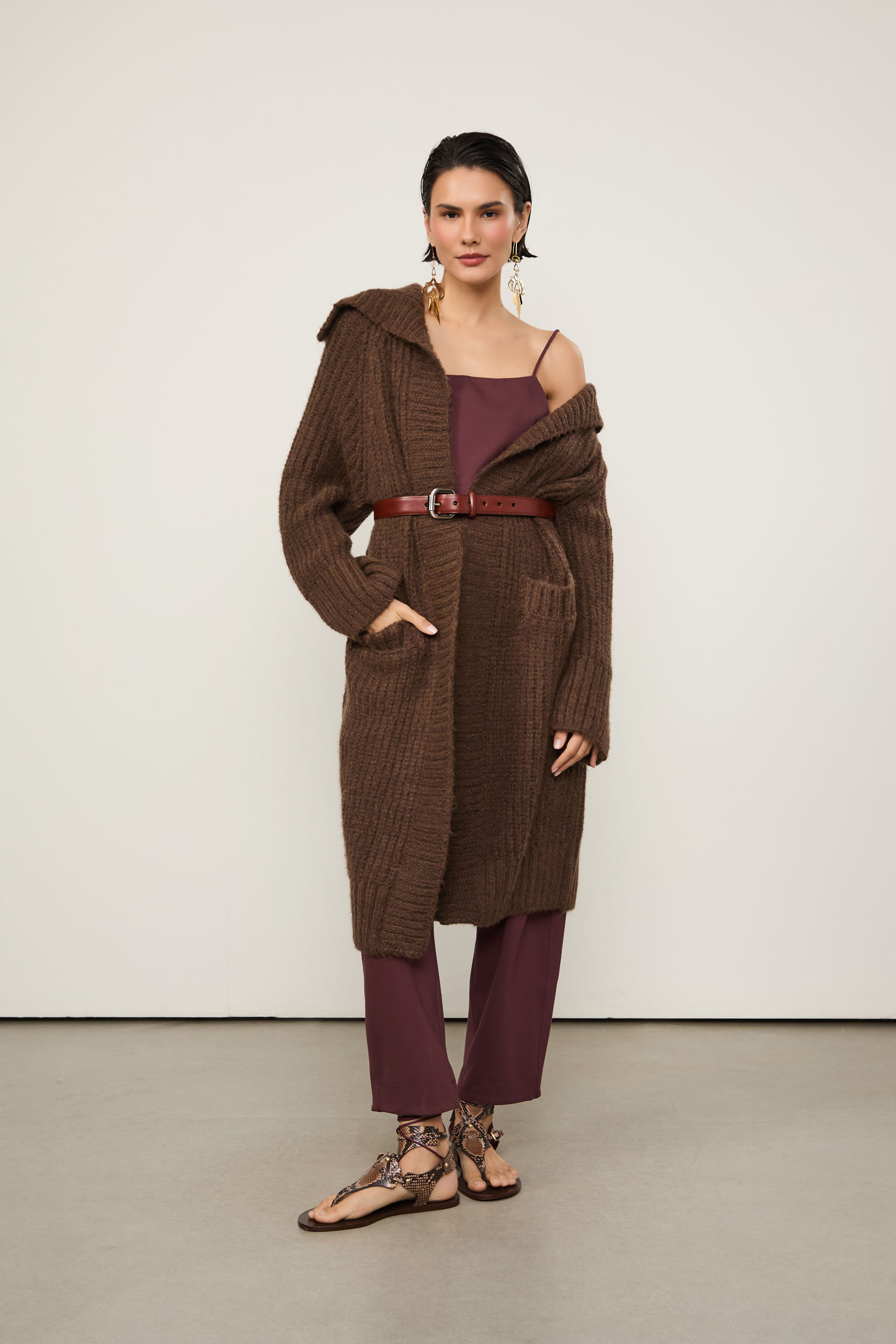 Casaco De Tricot Comprido Oversized