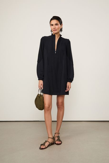 Vestido Curto Detalhes Avesso Preto Preto - P
