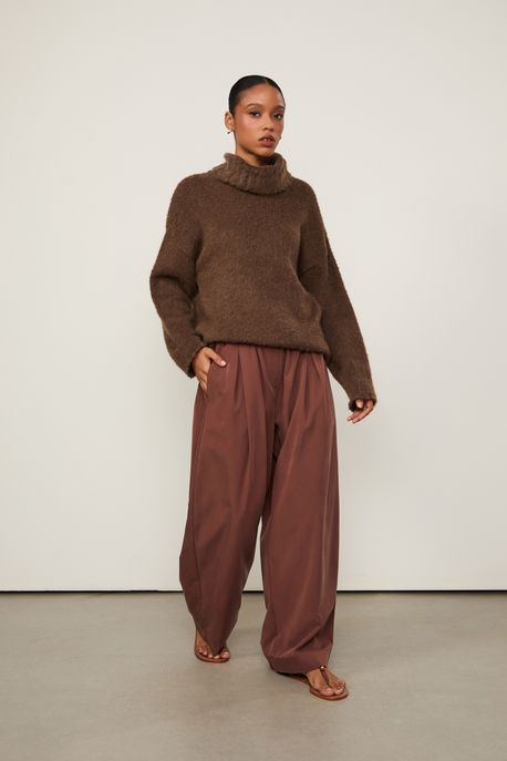 Calça Cós De Elástico Marrom Choco Choco - 34