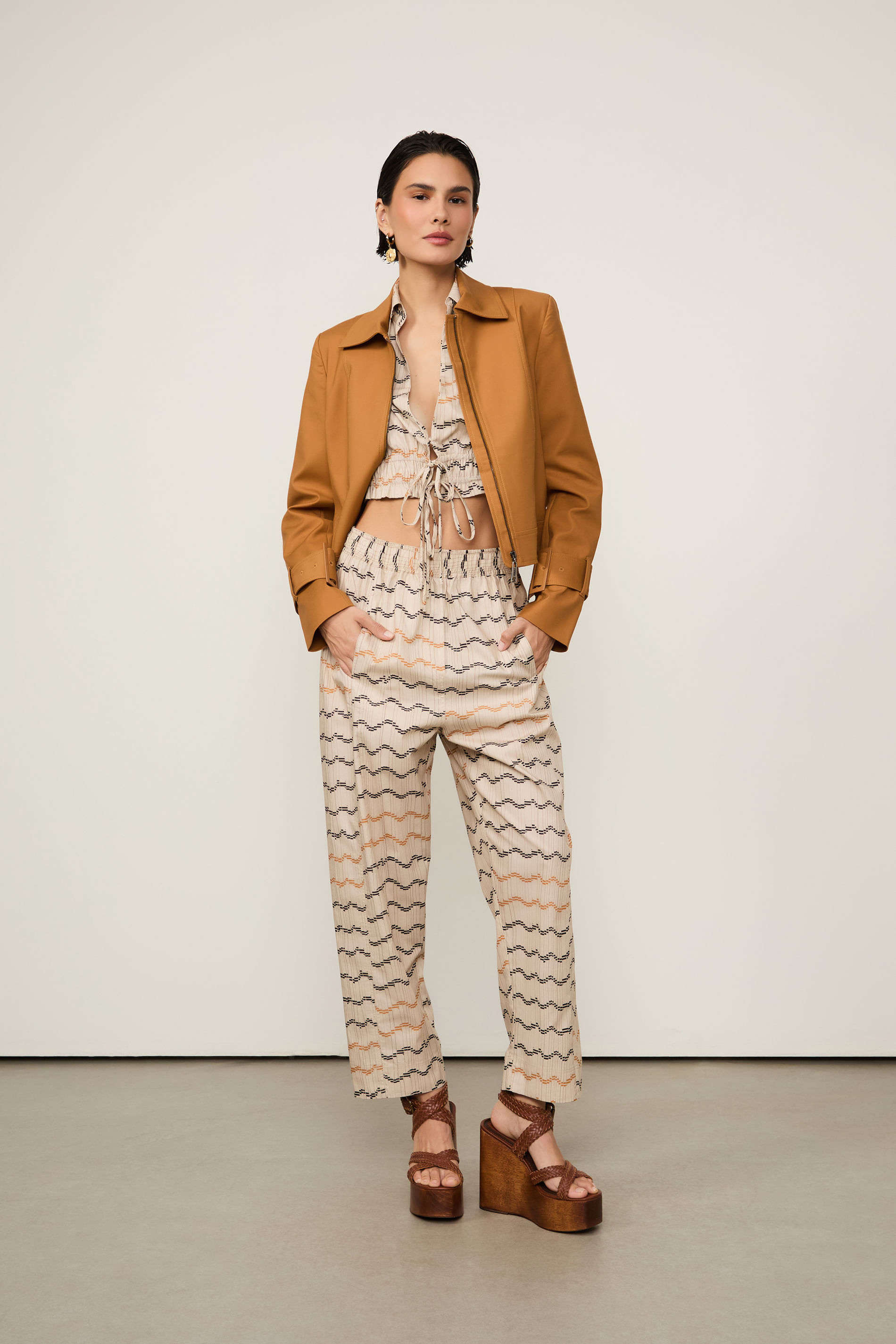 Calça De Algodão Casual Estampada