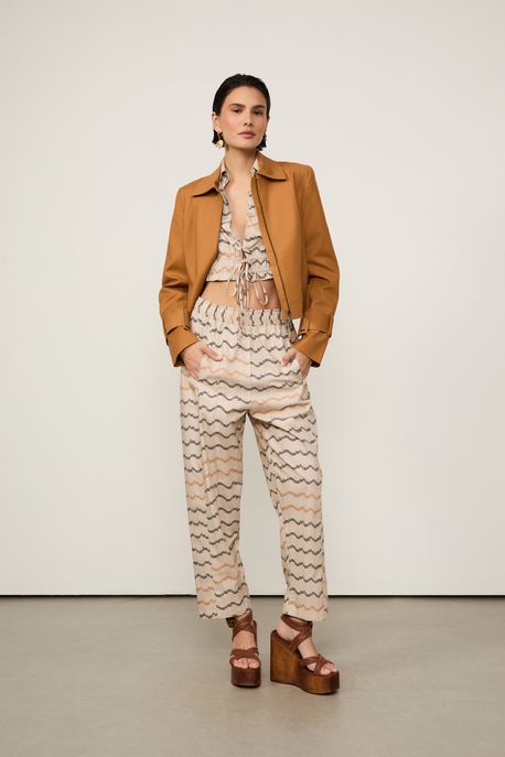Calça De Algodão Casual Estampada Est Listra Piano Color - 36
