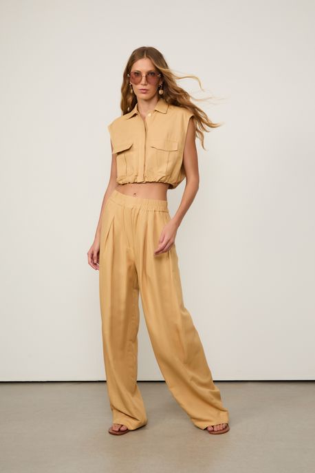 Calça Cós Elástico Bege Sisal Bege Sisal - 42