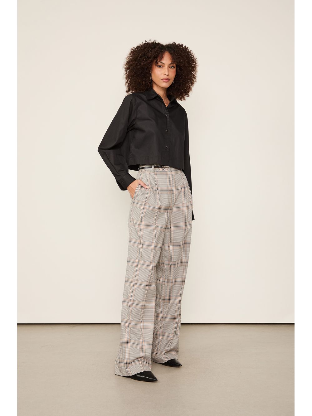 Animale — Camisa De Algodão Cropped Preto