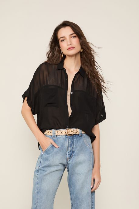 Camisa Ampla Preta Preto - 40
