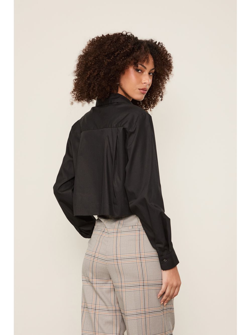 Animale — Camisa De Algodão Cropped Preto