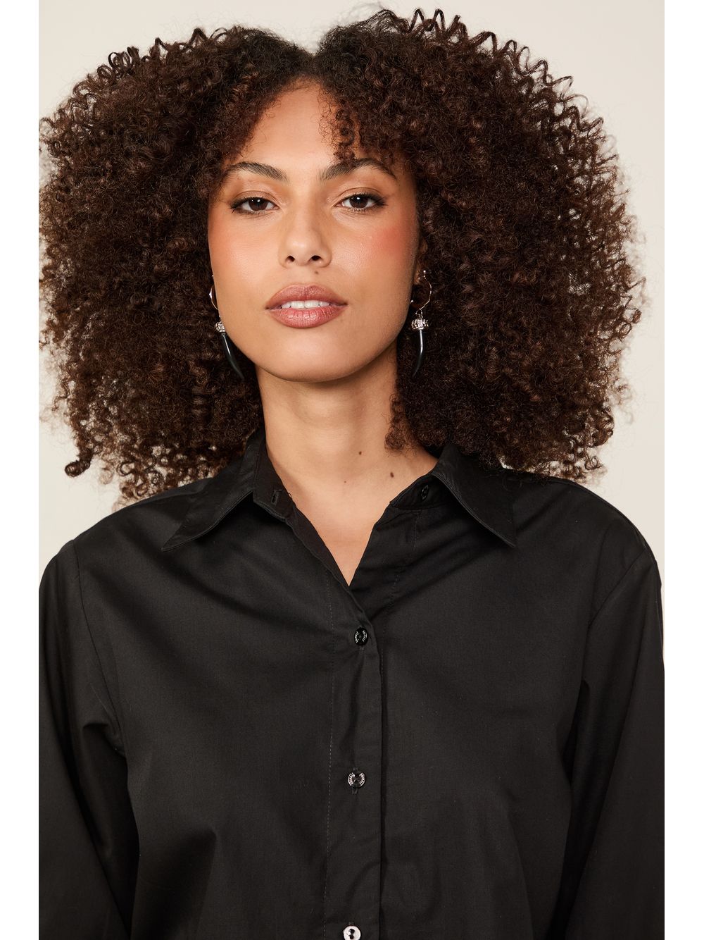 Animale — Camisa De Algodão Cropped Preto